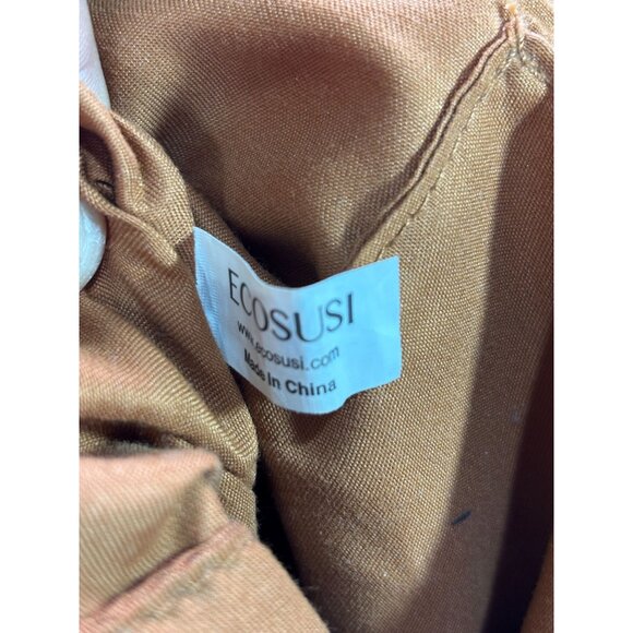 Large ECOSUSI Brown Faux Leather Tote Bag With Zip Pocket & Gold Accents - Picture 4 of 11